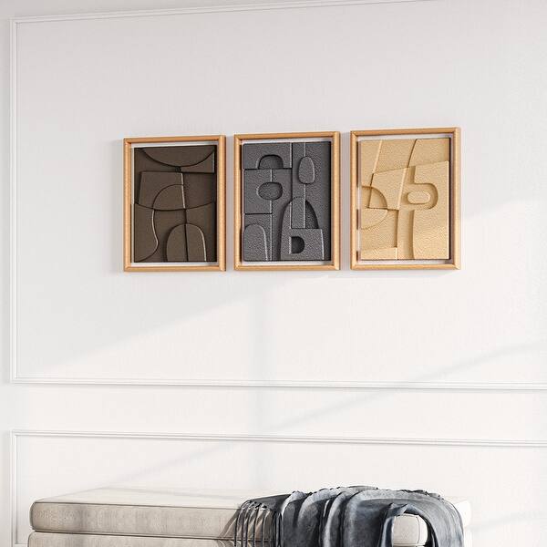 slide 2 of 7, Moasis 3-Piece Modern Framed Canvas Wall Art Decor Set Gold