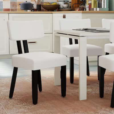 Mid-century Fabric Upholstered Dining Chairs in Black Legs