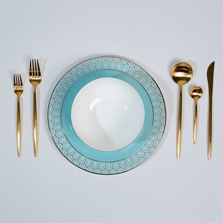 Ozarke Tiffany Blue 12-Piece Plate Sets Ceramic Bone China