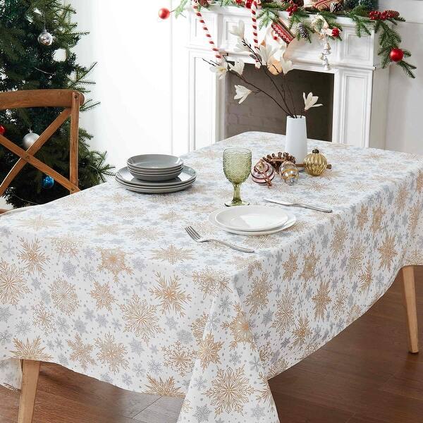 slide 2 of 3, Avanti Snowflakes 60" x 120" Tablecloth