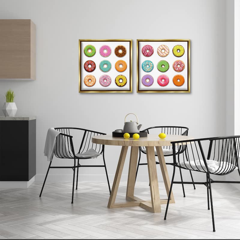Stupell Bright & Fun Donuts Framed Floater Canvas Wall Art Design By Marcus Prime (Set of 2)