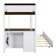 preview thumbnail 11 of 14, Twin Bunk Bed with Trundle, Desk & USB Outlets, Space-Saving Design, White+Walnut