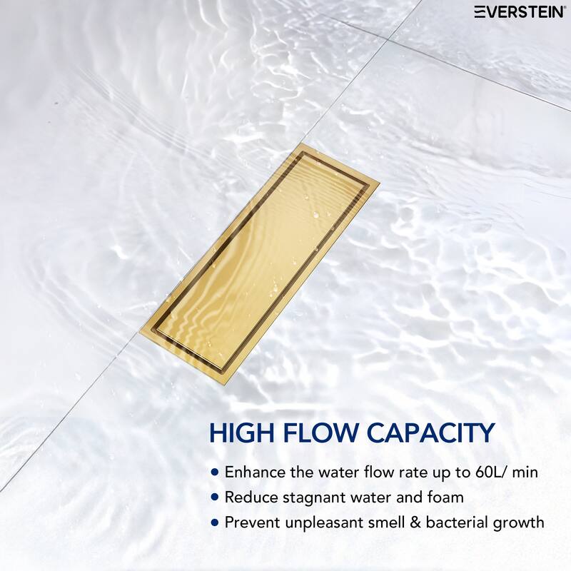 12-inch Linear Shower Drain With Solid Cover in Stainless Steel