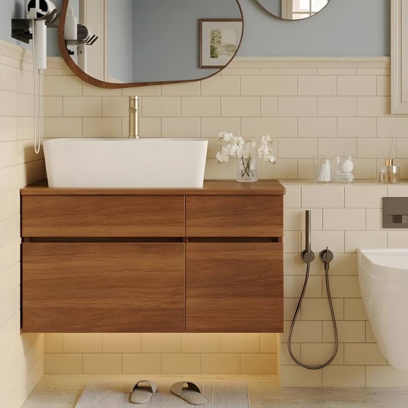 31.5 Inches Floating Single Small Bathroom Vanity with Sink