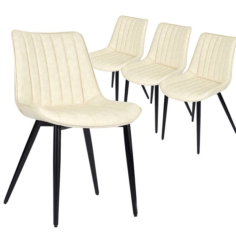 AVAWING Mid-Century Modern Dining Chairs Set of 4 Leather Upholstered Leisure