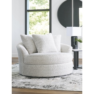 Signature Design by Ashley Cuddlesome Beige Oversized Swivel Accent Chair - 56"W x 55"D x 35"H