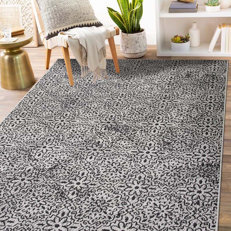 World Rug Gallery Contemporary Flowers Indoor/Outdoor Area Rug