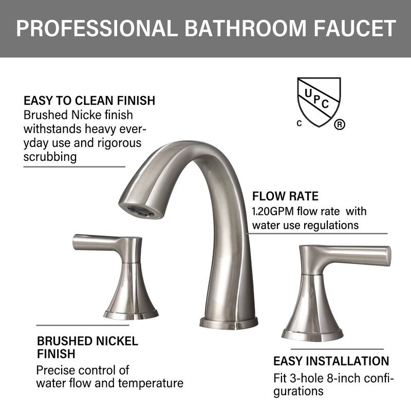 Topcraft Two Handle Bathroom Sink Faucet with Pop-Up Drainer