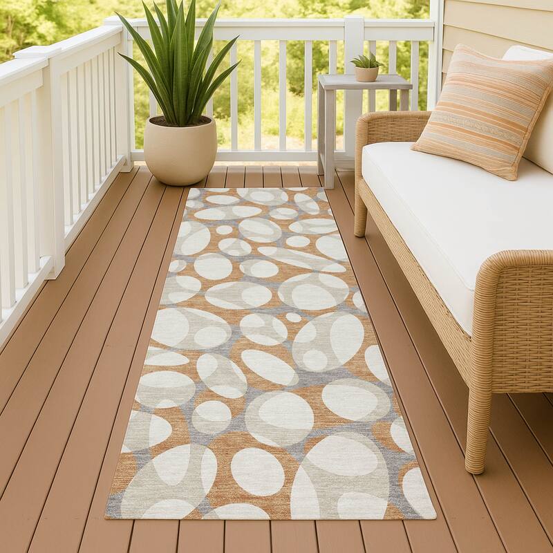 Machine Washable Indoor/ Outdoor Contemporary Saline Chantille Rug - Copper - 2'3" x 7'6"