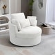 preview thumbnail 88 of 198, 41" W Oversized Accent Barrel Swivel Chair with Moon Storage Ottoman Single Chair - Beige Corduroy