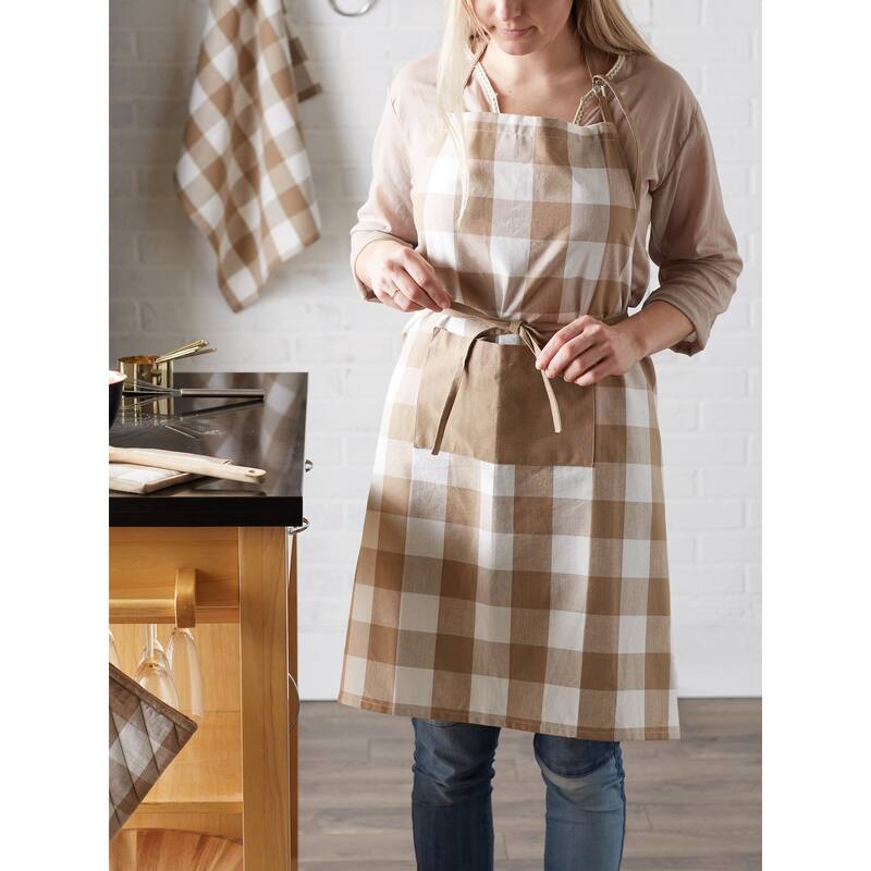 DII Antique Green Buffalo Check Chef Apron