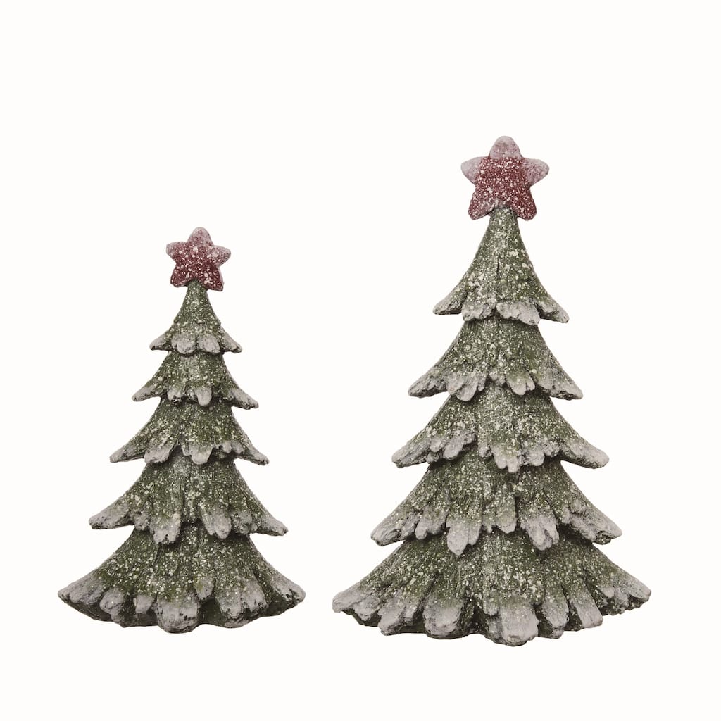 Transpac Resin Multicolored Christmas Gleaming Trees Set of 2
