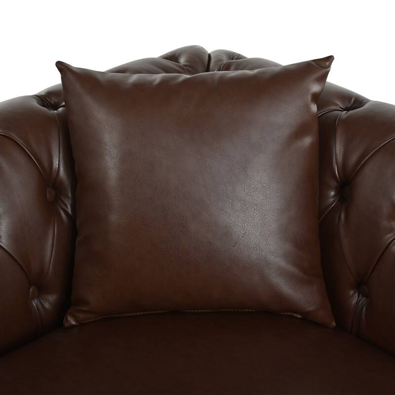 99.49" L-Shaped PU Leather Sectional Sofa with Nailhead