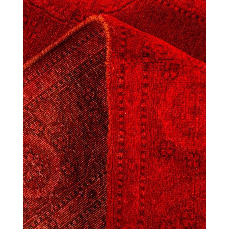 Overton Hand Knotted Wool Vintage Inspired Modern Contemporary Overdyed Red Area Rug - 2' 9" x 4' 2"