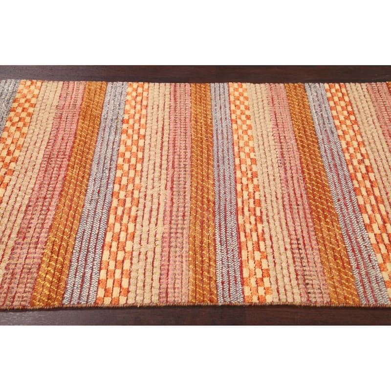 Striped Gabbeh Kashkoli Oriental Wool Area Rug Handmade Foyer Carpet - 3'3" x 4'9"