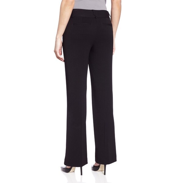 black bootleg stretch trousers
