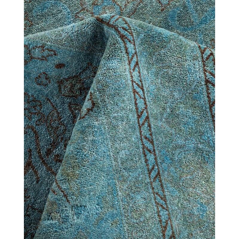 Overton Hand Knotted Wool Vintage Inspired Modern Contemporary Overdyed Gray Area Rug - 12' 0" x 23' 1"