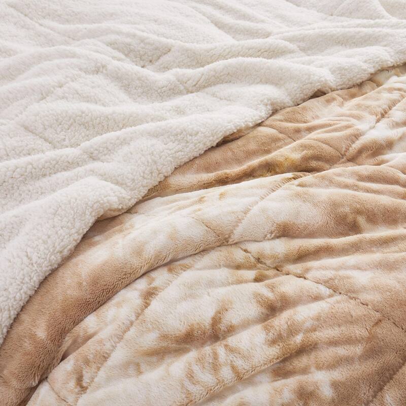 Dual-Side Fluffy Sherpa Comforter Set, Winter Plush Fuzzy Bedding Set