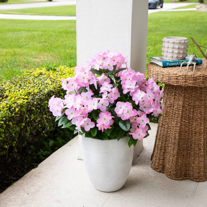 19-in UV Resistant Artificial Hydrangea Bush - Set of 3