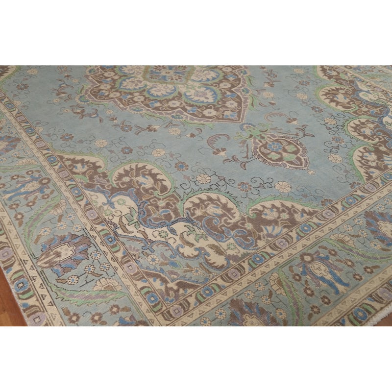 Floral / Medallion Tabriz Persian Area Rug Hand-Knotted Wool Carpet - 9'6"x 12'7"