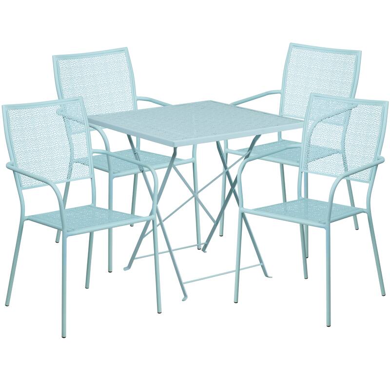 28-inch Square 5-piece Indoor/ Outdoor Folding Table and Chairs Set