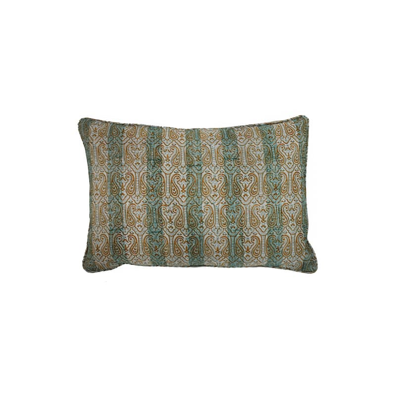 Jiti Indoor Abstract Patterned Block Print Linen Decorative Accent Rectangle Lumbar Pillows 16 x 24 - Green/Taupe
