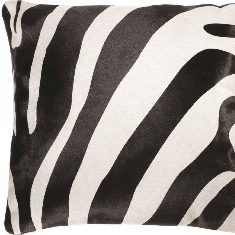 HomeRoots 18" Black and Off White Cowhide Throw Pillow