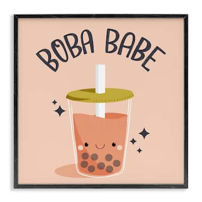 Stupell Boba Babe Bubble Tea Framed Giclee Art Design By Sarah Hickman