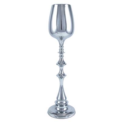 Silver Metal Tapered Tabletop Flower Vase Decorative Centerpiece 22.5in