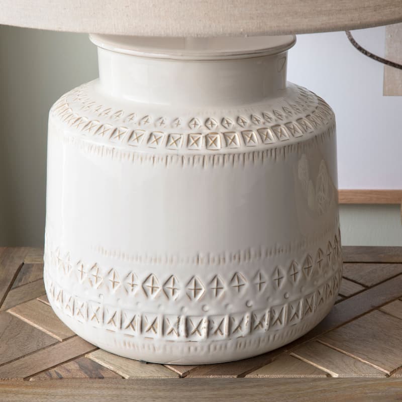 Alexis 3-Way Ceramic Table Lamp with Oat Linen Shade
