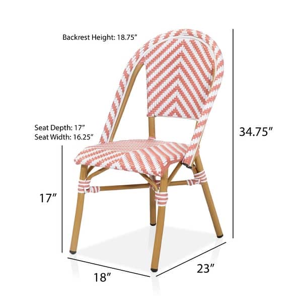 dimension image slide 9 of 11, Furniture of America Irene French Chevron Wicker Patio Dining Chairs