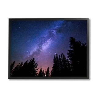 Stupell Deep Blue & Purple Galaxy Sky Stars Woodlands Border Framed ...