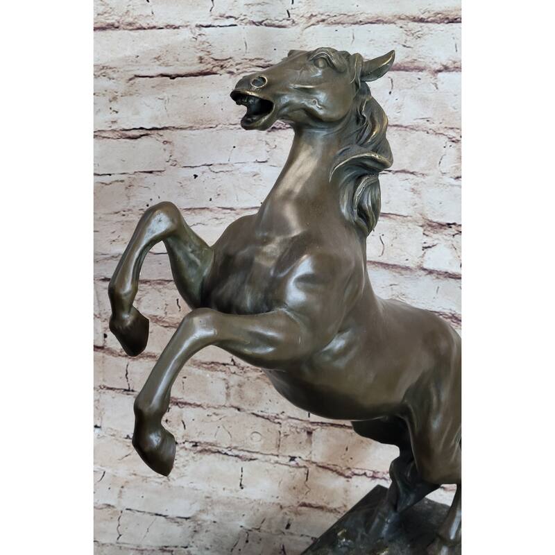 Rearing Horse On Hind Legs Bronze Sculpture Statue Equestrian Pj Mene Art Decor
