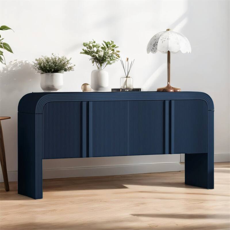 Striped Storage Cabinet with 4 Doors, Adjustable
