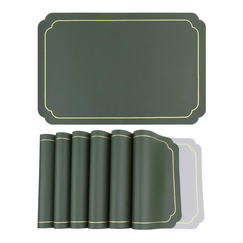 Placemats Set of 6 Leather Placemats for Kitchen Dining Table Decor Heat Resistant Table Placemats Wipeable Table Mat - 18*12in