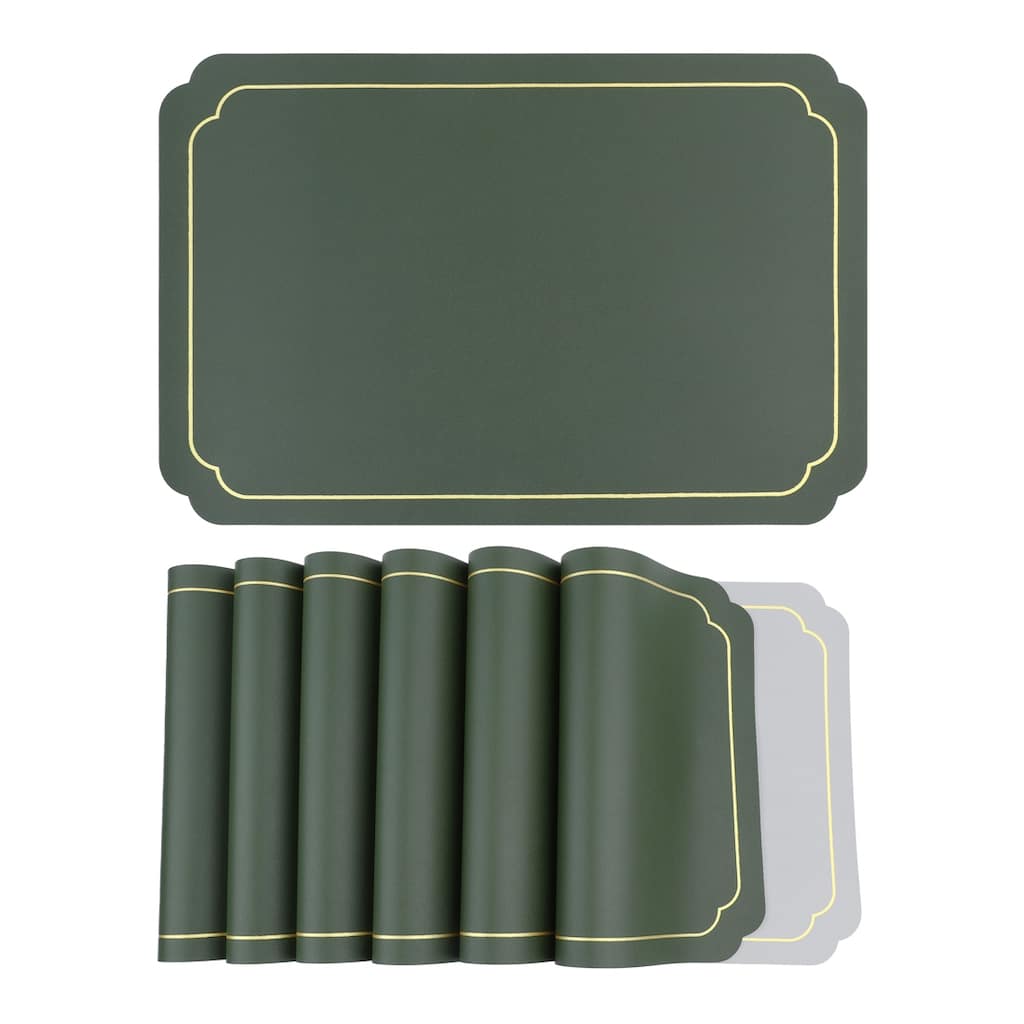 Placemats Set of 6 Leather Placemats for Kitchen Dining Table Decor Heat Resistant Table Placemats Wipeable Table Mat - 18*12in