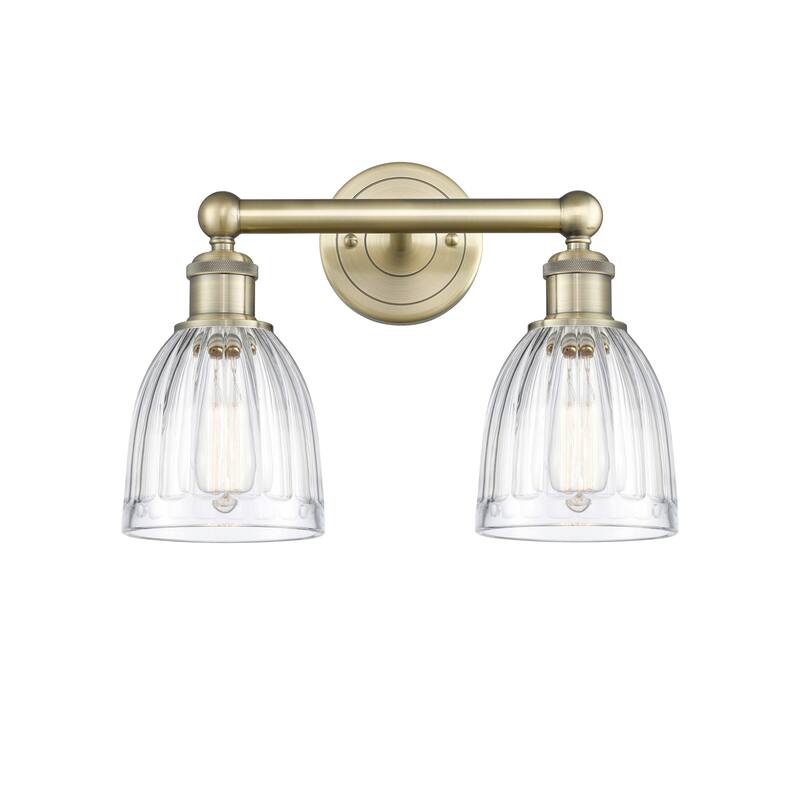 Innovations Lighting 616-2W-12-15 Brookfield Vanity Brookfield 2 Light - Antique Brass / Clear