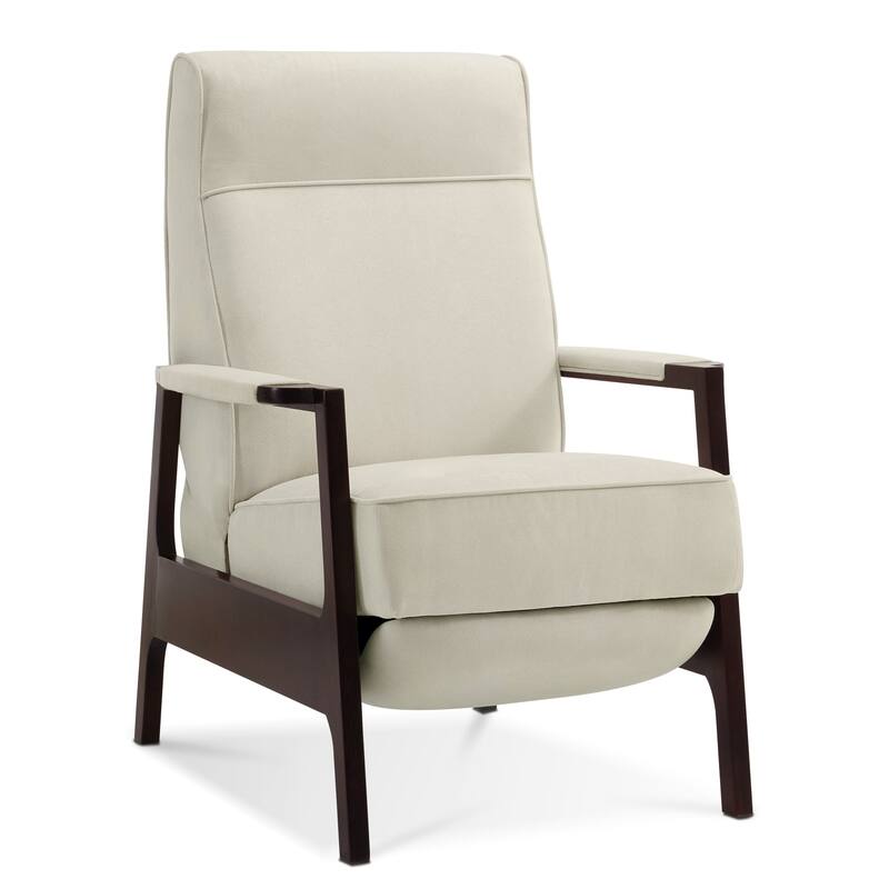 MCombo Fabric Pushback Recliner Chair with Wooden Armrests, Upholstered Single Sofa Accent Chair