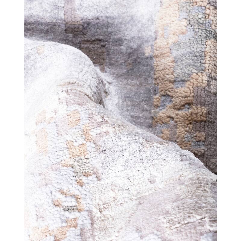 Overton Hand Knotted Wool Vintage Inspired Modern Contemporary Modern Beige Area Rug - 10' 1" x 8' 1"