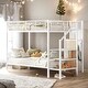 preview thumbnail 2 of 11, Twin Over Twin Metal Bunk Bed with Ladder and Wardrobe, White
