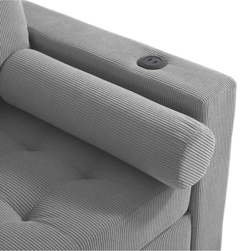 39" Adjustable Recline Convertible Sleeper Accent Chair with USB Port
