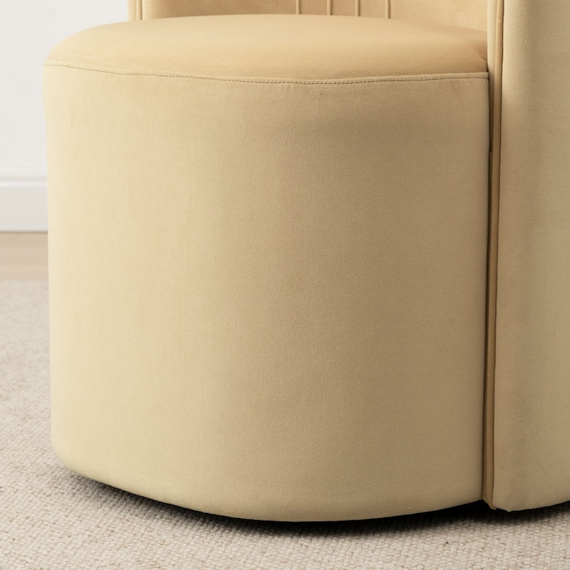 Velvet Swivel Dining Chairs with Rolling Casters, Upholstered Barrel Back Dining ArmChairs