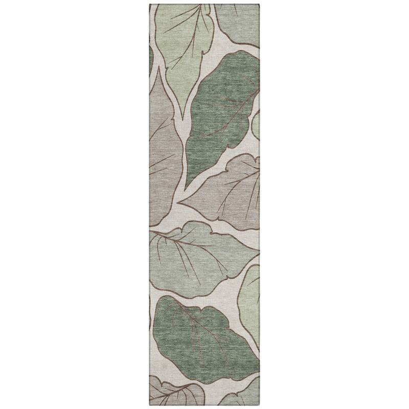 Machine Washable Indoor/ Outdoor Contemporary Floral Chantille Rug