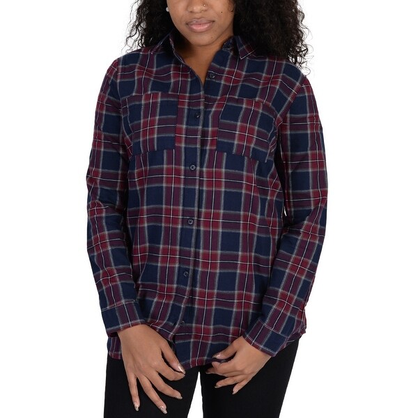 Adidas Womens Flannel Checkered Blouse Navy - Navy/Red/Burgundy/White/Geen