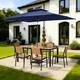 Option Set of 9 - Brown Table with Navy Blue Umbrella