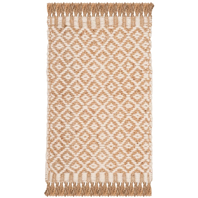 SAFAVIEH Handmade Natural Fiber Allisson Jute Fringe Rug - 2'3" x 4' - Natural/Ivory