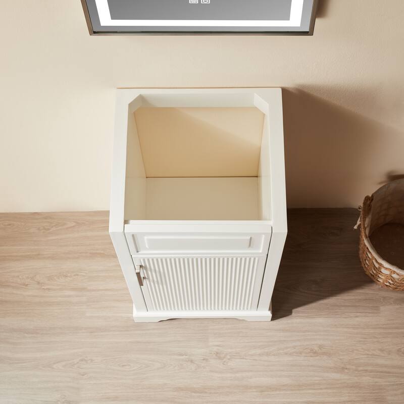 No Assembly Bathroom Vanity, 18" Freestanding with Integrated Top, Compact Single Sink Cabinet