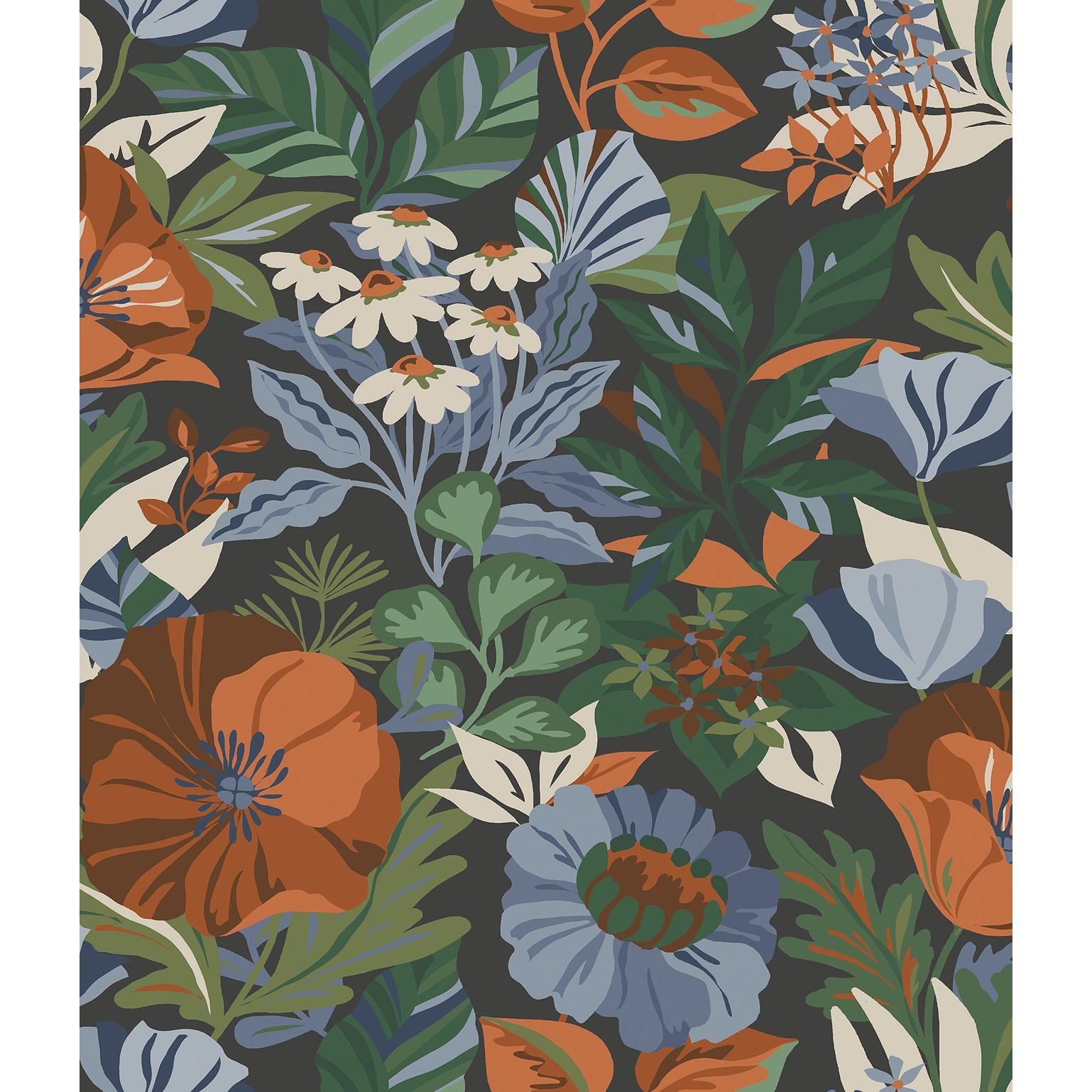 RoomMates Poppy Fields Charcoal Peel and Stick Wallpaper
