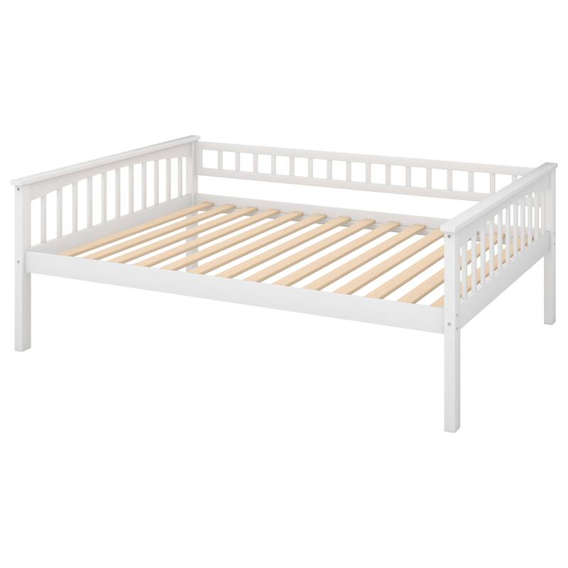 Full or Twin Bunk Bed with Safety Guardrail & 2 Storage Drawers, Convertible Beds Wood Slat Support Bunk Bed