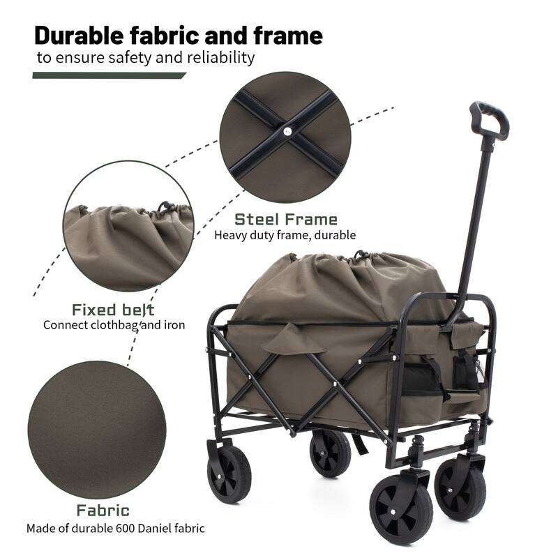 Multi-Use Foldable Wagon with 3 Liner Bags - Heavy Duty Utility Cart